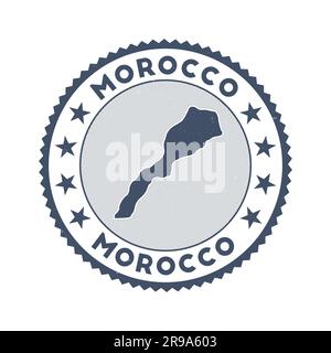 Morocco emblem. Country round stamp with shape of Morocco, isolines and round text. Astonishing badge. Classy vector illustration. Stock Vector