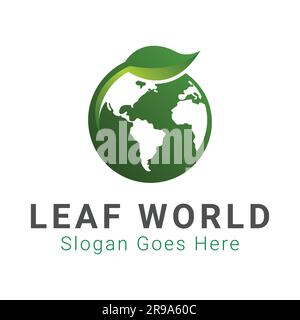 Leaf World Logo Design Save World Eco Friendly World Logotype Stock Vector