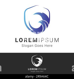 3D Eagle Shield Logo Design Blue Eagle Security Logotype Tach IT Stock Vector
