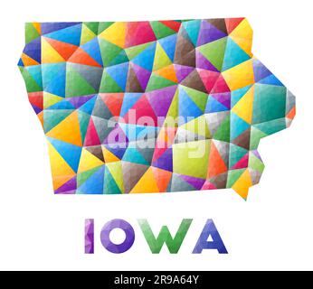 Iowa icon. Vector polygonal map of the US state. Iowa icon in geometric ...