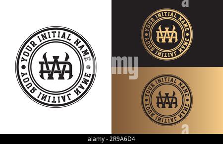 Luxury Initial WA or AW Monogram Letter Text Logo Streetwear Fashion WA Initial Logotype Traditional Initial Font Stock Vector