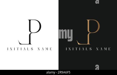 Luxury Initial LP or PL Monogram Text Letter  Logo Design Stock Vector