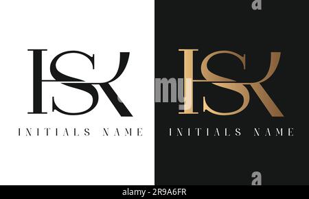 Luxury Initial KS or SK Monogram Text Letter  Logo Design Stock Vector