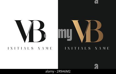 Luxury Initial BV or VB Monogram Text Letter  Logo Design Stock Vector