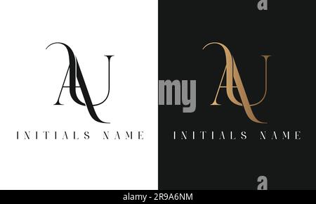 Luxury Initial UA or AU Monogram Text Letter  Logo Design Stock Vector