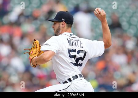 Detroit Tigers relief pitcher Brendan White plays during a baseball game,  Tuesday, July 25, 2023, in Detroit. (AP Photo/Carlos Osorio Stock Photo -  Alamy