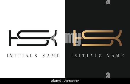 Luxury Initial KS or SK Monogram Text Letter  Logo Design Stock Vector