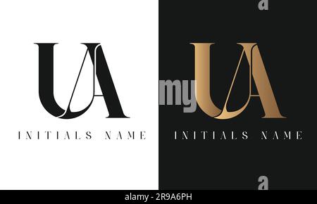 Luxury Initial UA or AU Monogram Text Letter  Logo Design Stock Vector