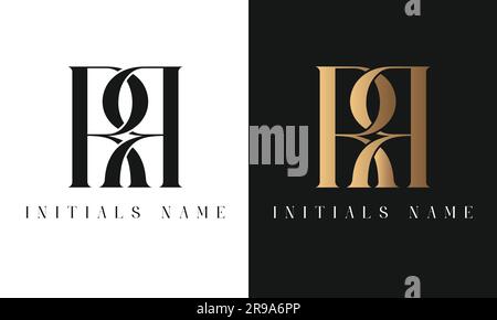 Luxury Initial R R Monogram Text Letter  Logo Design Stock Vector
