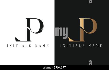 Luxury Initial LP or PL Monogram Text Letter  Logo Design Stock Vector