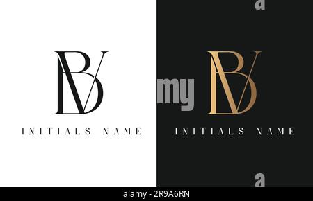 Luxury Initial BV or VB Monogram Text Letter  Logo Design Stock Vector