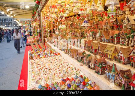 Florence, Italy - 22 Nov, 2022: Ornamental gifts on sale at the Christmas Market in Florence, Italy Stock Photo