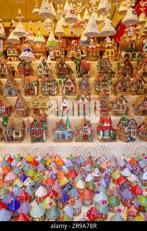 Florence, Italy - 22 Nov, 2022: Ornamental gifts on sale at the Christmas Market in Florence, Italy Stock Photo