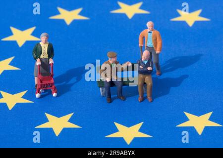 In 2050, according to the latest study, the age group between 70 and 85 years will make up around 15 percent in the EU Stock Photo