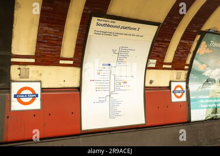 A curved map showing information on London Underground tube stations on ...