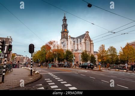 Amsterdam, the Netherlands - October 17, 2021: The Westerkerk (English: Western Church) is a Reformed church within Dutch Protestant Calvinism in cent Stock Photo