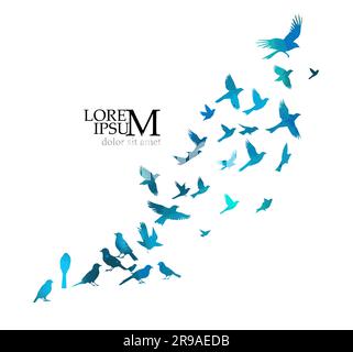 A flock of blue watercolor flying birds. hand drawing. Not AI, Free ...