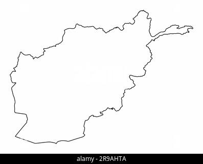 Afghanistan map outline isolated on white background Stock Vector