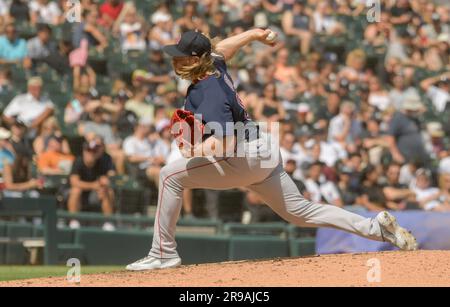 CHICAGO, IL - JUNE 25: Boston Red Sox relief pitcher Kutter Crawford (50)  delivers a pitch during a Major League Baseball game between the Boston Red  Sox and the Chicago White Sox