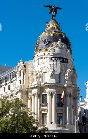 The famous Metropolis building in Madrid, Spain Stock Photo