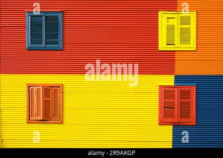 Detail of a colourful house facade in La Boca, Buenos Aires Stock Photo