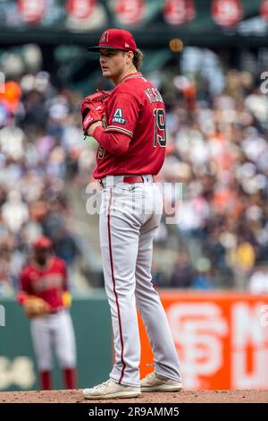 Arizona Diamondbacks pitcher Ryne Nelson throws during the first inning
