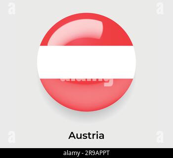 Austria glossy flag bubble circle round shape icon vector illustration glass Stock Vector
