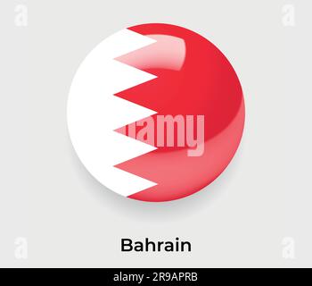 Bahrain glossy flag bubble circle round shape icon vector illustration glass Stock Vector