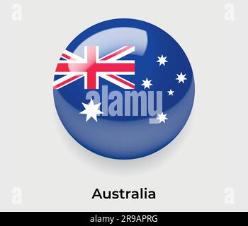 Australia glossy flag bubble circle round shape icon vector illustration glass Stock Vector
