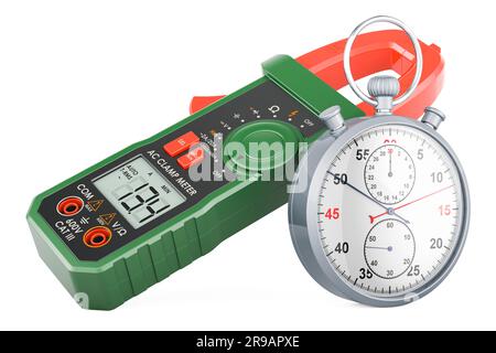 Digital multimeter with stopwatch, 3D rendering isolated on white background Stock Photo