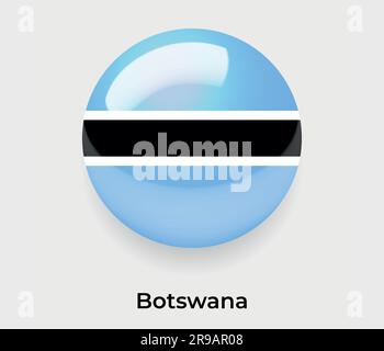 Botswana glossy flag bubble circle round shape icon vector illustration glass Stock Vector