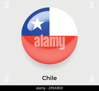 Chile glossy flag bubble circle round shape icon vector illustration glass Stock Vector