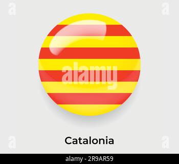 Catalonia glossy flag bubble circle round shape icon vector illustration glass Stock Vector