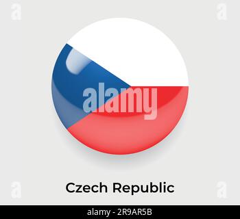 Czech Republic glossy flag bubble circle round shape icon vector illustration glass Stock Vector