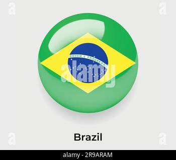 Brazil glossy flag bubble circle round shape icon vector illustration glass Stock Vector