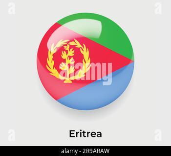 Eritrea glossy flag bubble circle round shape icon vector illustration glass Stock Vector
