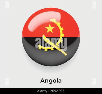 Angola glossy flag bubble circle round shape icon vector illustration glass Stock Vector