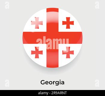 Georgia glossy flag bubble circle round shape icon vector illustration glass Stock Vector