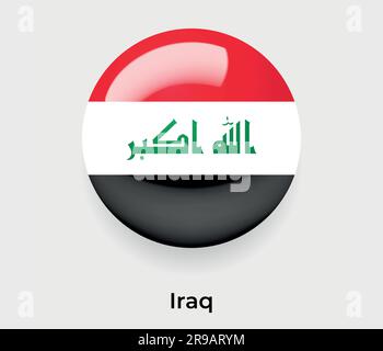 Iraq Map with Round Iraq Flag Pin Pointer on Circular Globe. Vector map ...