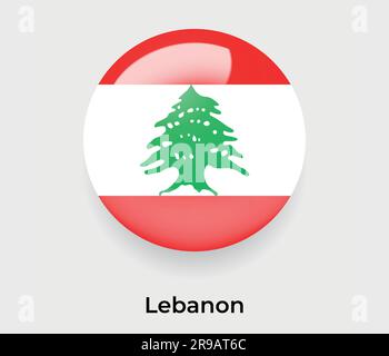 Lebanon glossy flag bubble circle round shape icon vector illustration glass Stock Vector