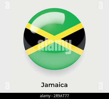 Jamaica Map with Round Jamaica Flag Pin Pointer on Circular Globe ...