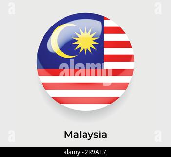 Malaysia glossy flag bubble circle round shape icon vector illustration glass Stock Vector