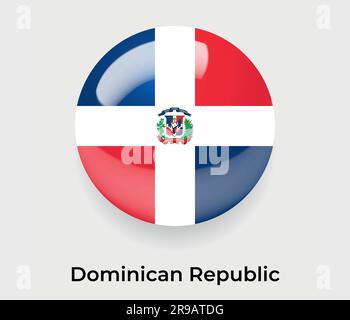 Dominican Republic glossy flag bubble circle round shape icon vector illustration glass Stock Vector