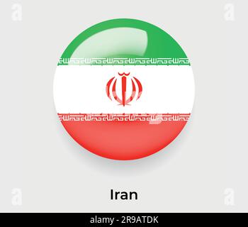 Iran glossy flag bubble circle round shape icon vector illustration glass Stock Vector
