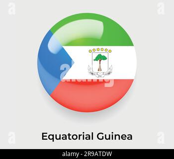 Equatorial Guinea glossy flag bubble circle round shape icon vector illustration glass Stock Vector