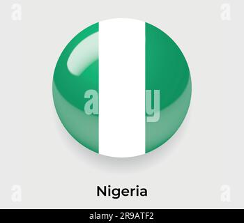 Nigeria glossy flag bubble circle round shape icon vector illustration glass Stock Vector