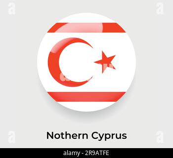 Nothern Cyprus glossy flag bubble circle round shape icon vector illustration glass Stock Vector