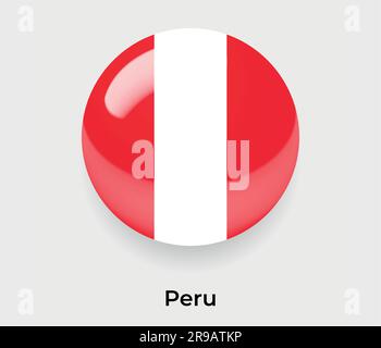 Peru glossy flag bubble circle round shape icon vector illustration glass Stock Vector