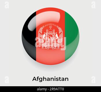 Afghanistan glossy flag bubble circle round shape icon vector illustration glass Stock Vector