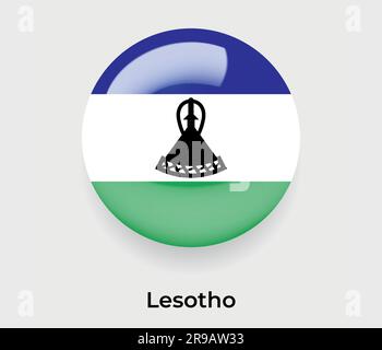 Lesotho Map with Round Lesotho Flag Pin Pointer on Circular Globe ...